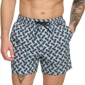 Karl Lagerfeld Modern Euro Print Swim Trunks Mens Large 5" Inseam